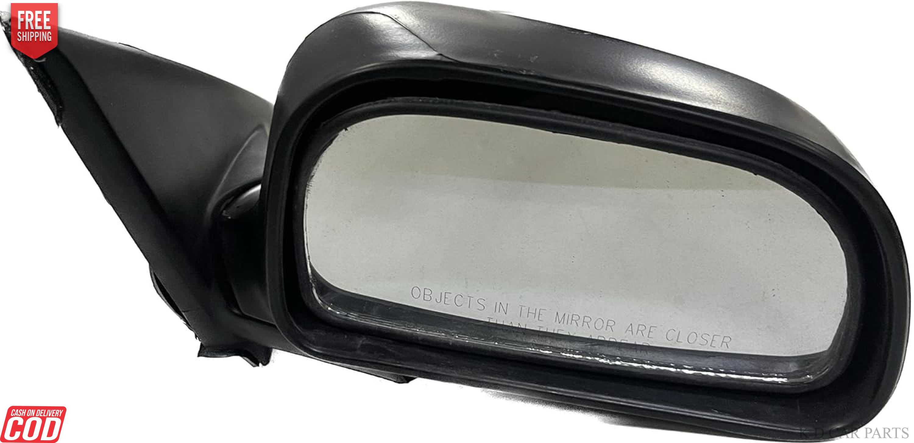 Black K D side mirror for Mitsubishi Lancer, door mount type.