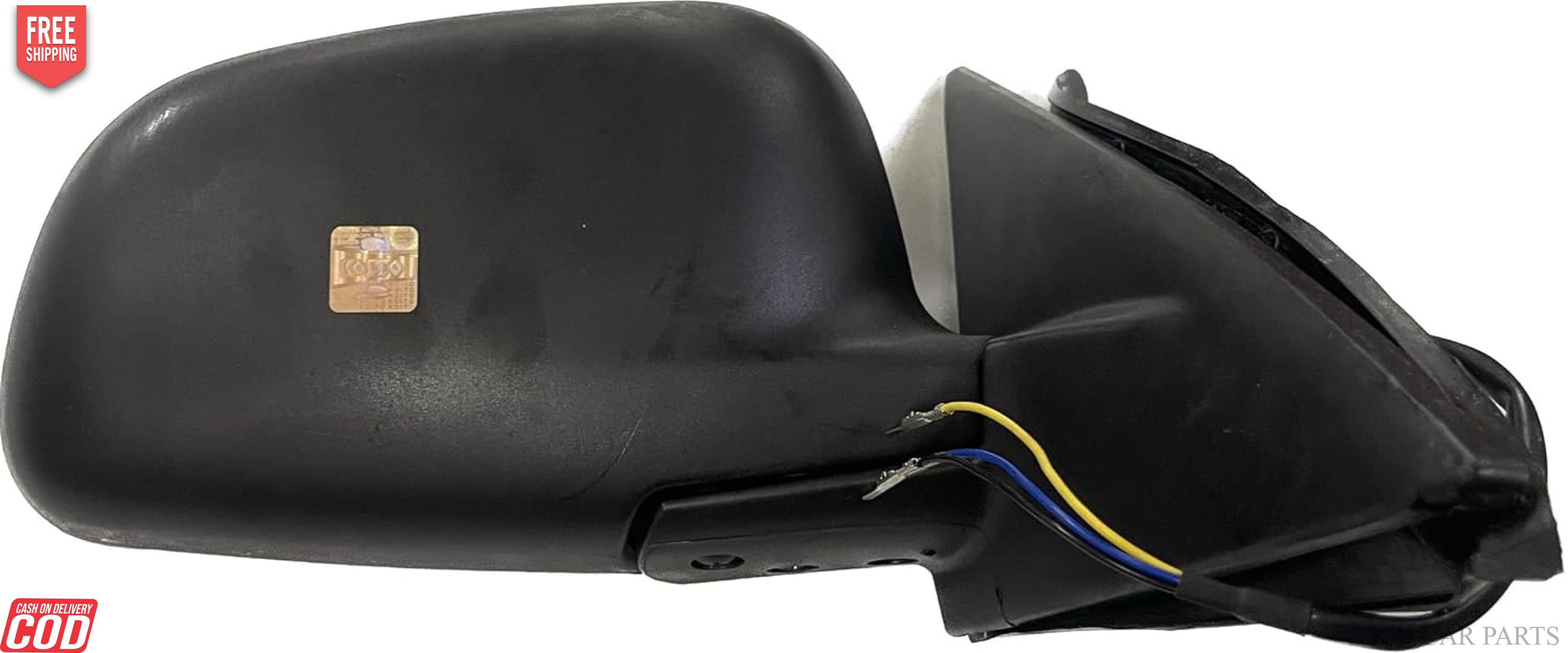 KD brand side mirror for Mitsubishi Lancer, featuring a black housing and a glass mirror.