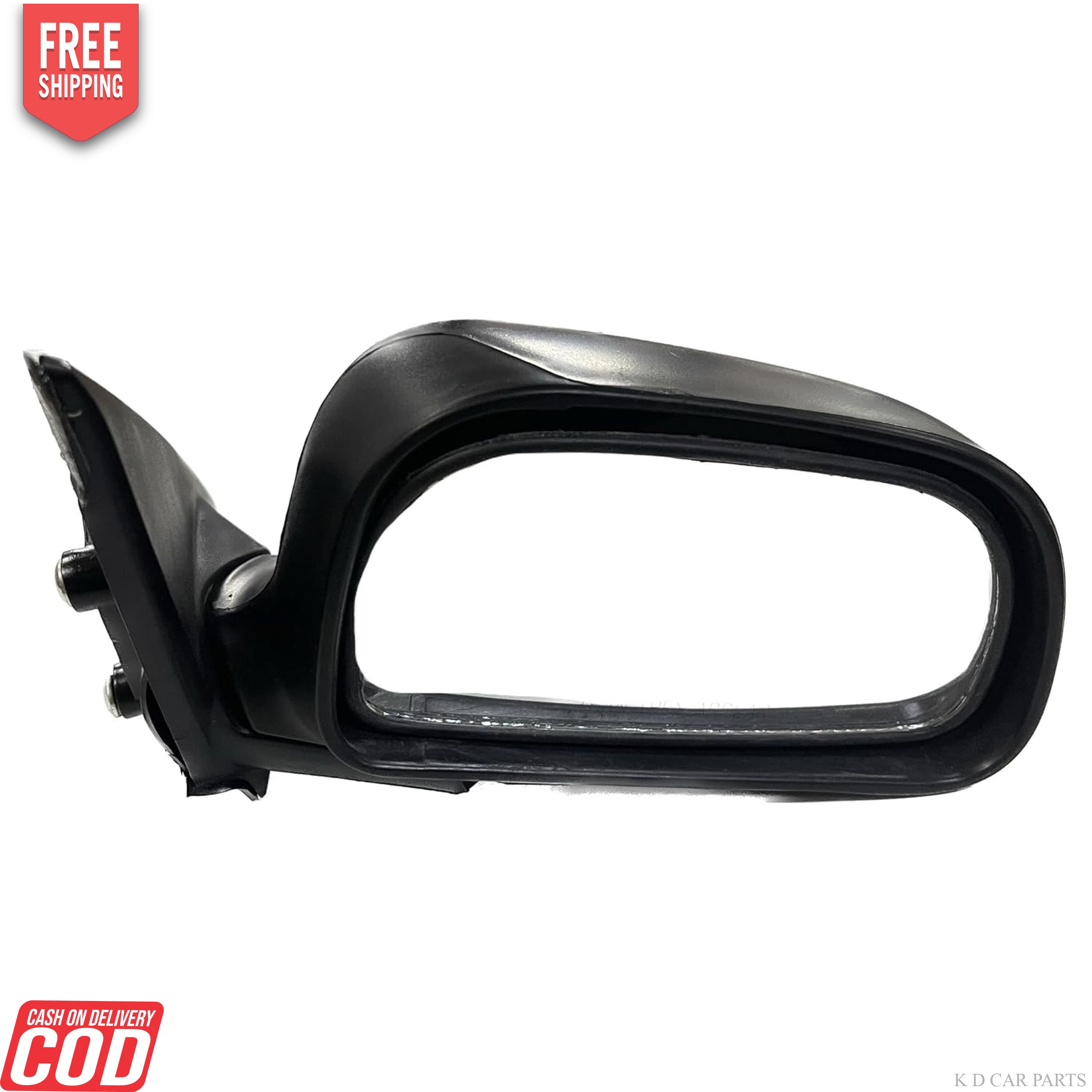 Black K D side mirror for Mitsubishi Lancer, door mount type.