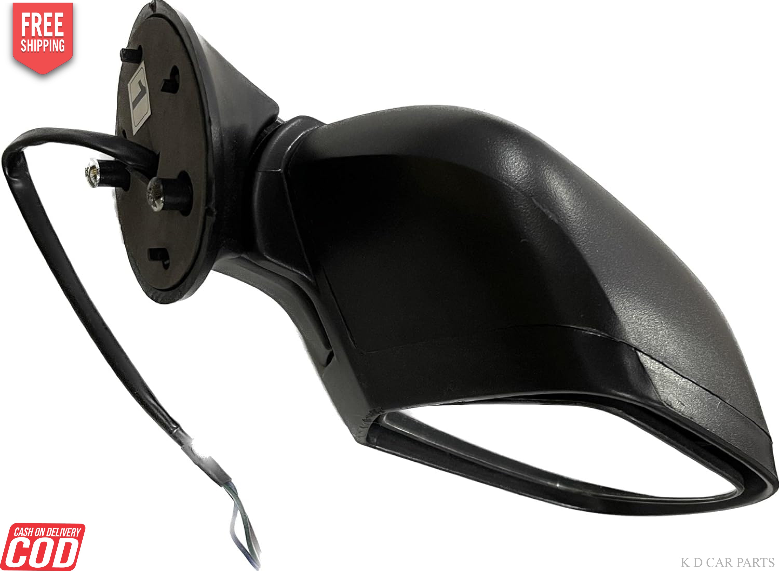 A black, clear door-mounted side rear view mirror for Renault Duster/Verito/Terrano motor.