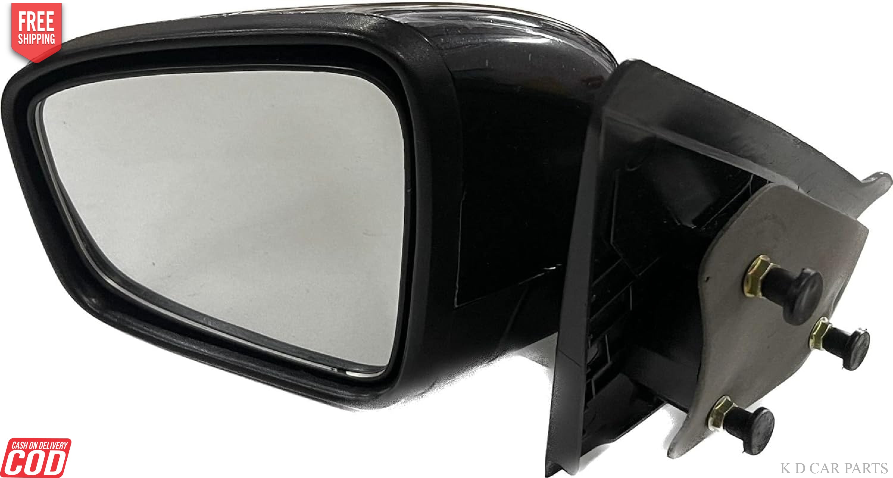 Black side rear view door mirror for Renault KWID, non-adjustable.