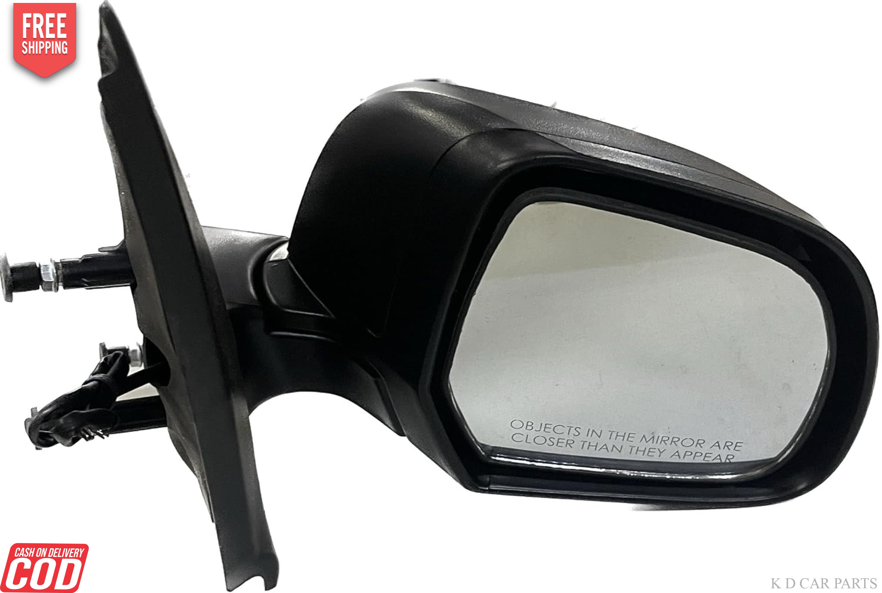 KD brand side mirror for Renault Lodgy, featuring a black housing and a clear glass mirror.