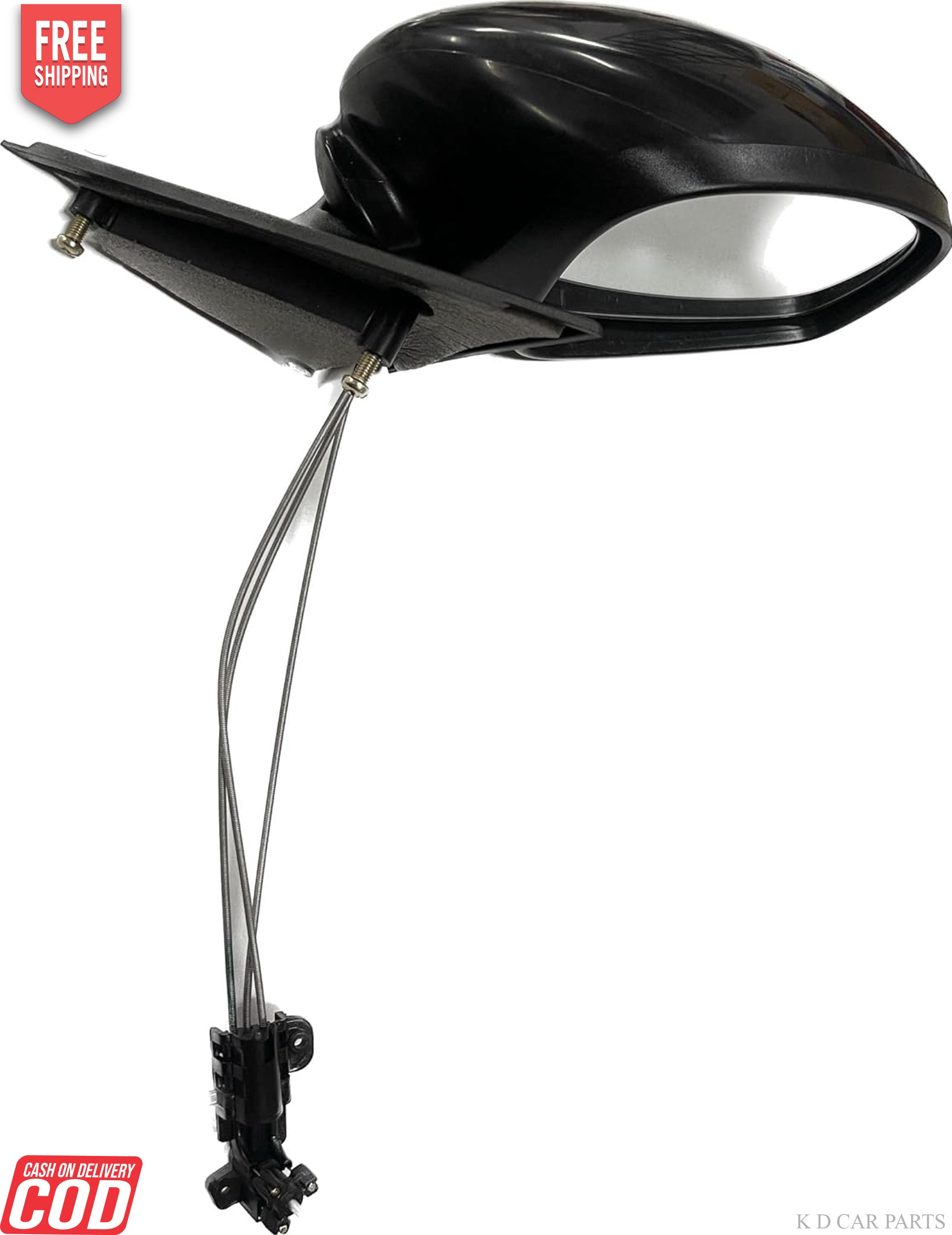 Black door-mounted side mirror with a clear convex mirror plate, for Skoda Fabia.