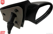 A black, chrome-adjustable side door mirror for a Tata Indigo/Indica vehicle.
