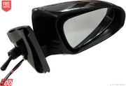Adjustable side mirror for Toyota Etios/Liva with an indicator, black in color with a clear mirror surface and an adjustable mounting type.