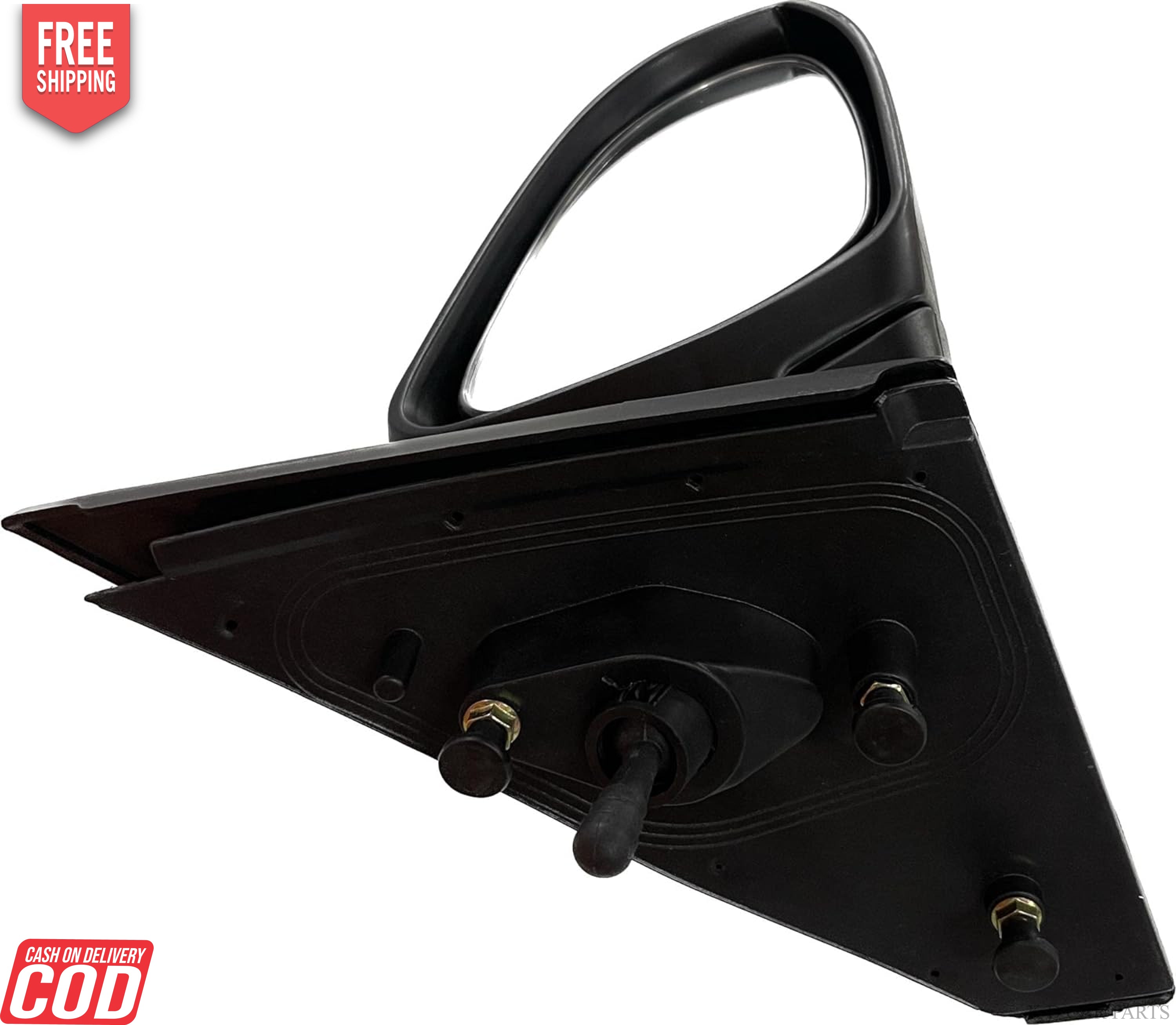 Manual adjustable side door mirror for Toyota Etios/Liva, black in color, with visible mounting points and wiring.