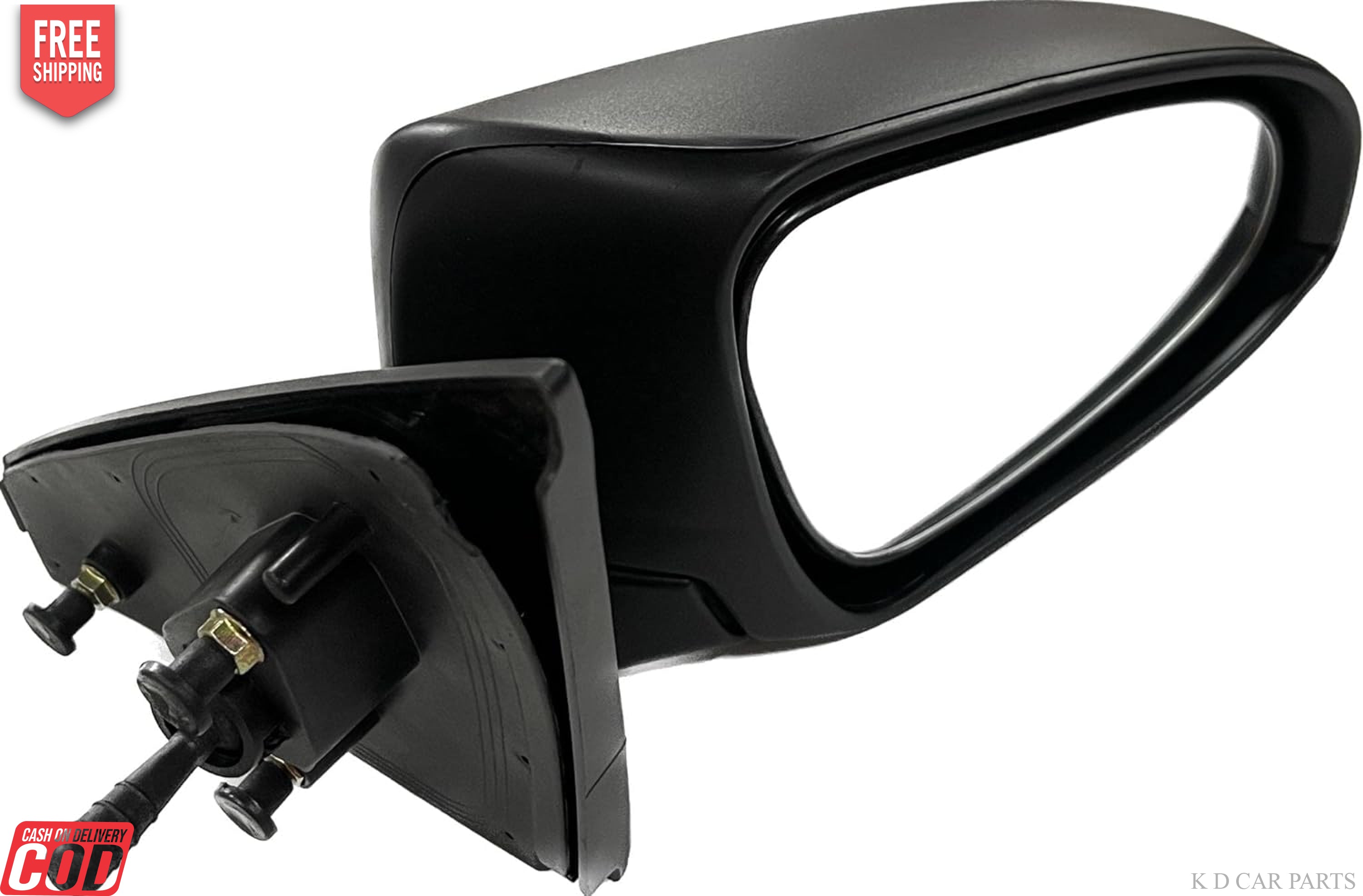 Manual adjustable side door mirror for Toyota Etios/Liva, black in color, with visible mounting points and wiring.