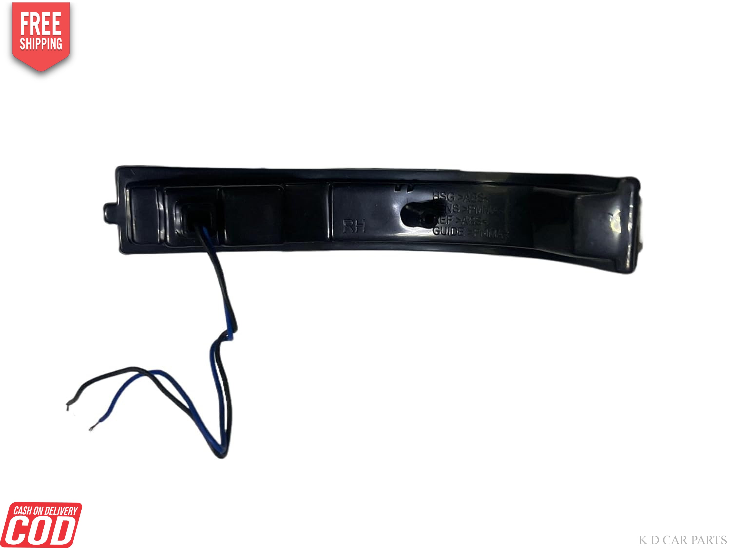 An image showing a black side mirror indicator for a Hyundai I20 along with the mirror itself, against a white background.