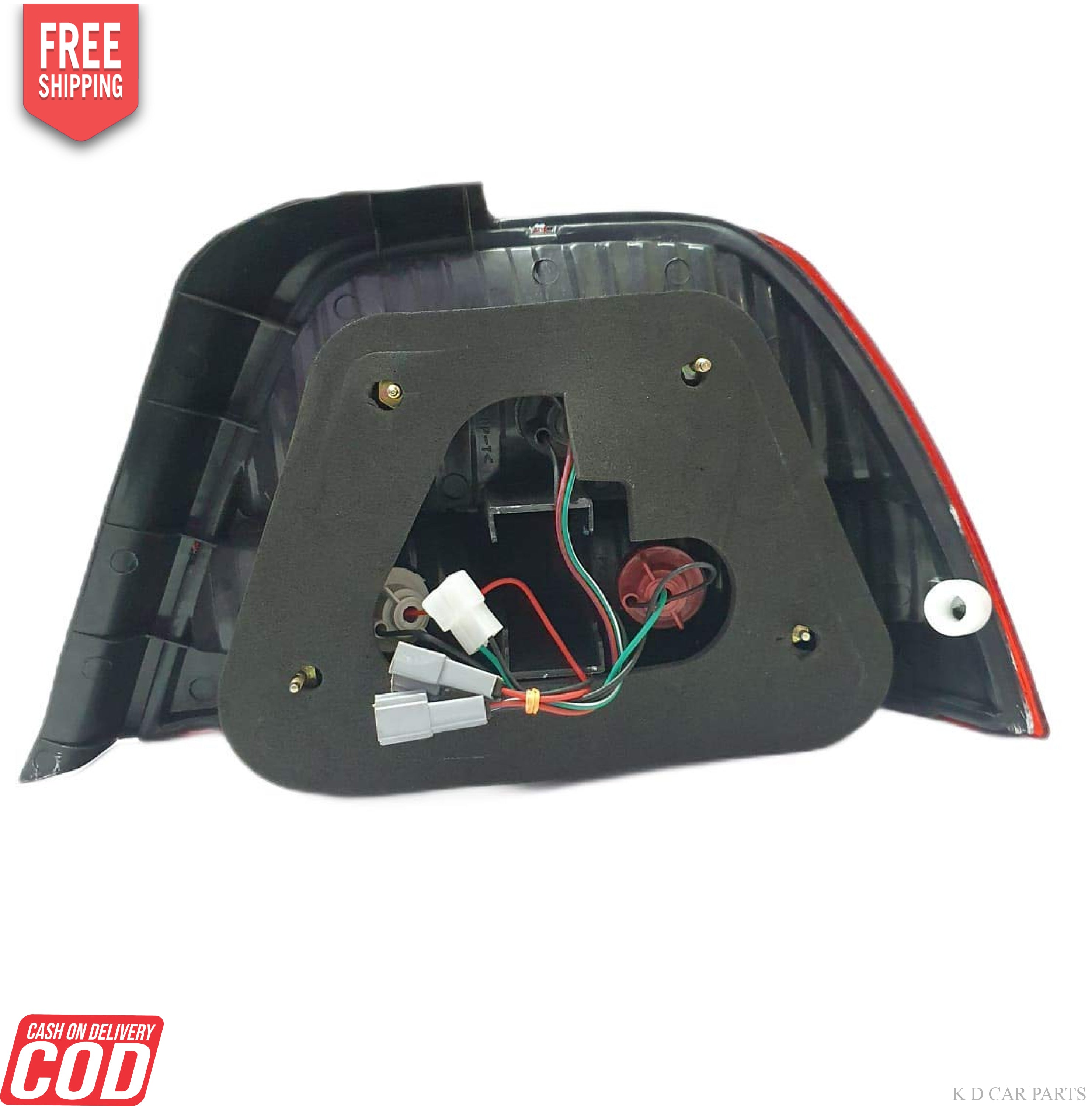 Red tail light assembly for Honda City Type-2 (1998-2003) with a close-up on the left and a picture of a car on the right, indicating the product's use.