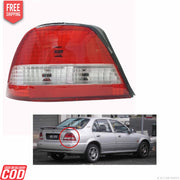 Red tail light assembly for Honda City Type-2 (1998-2003) with a close-up on the left and a picture of a car on the right, indicating the product's use.
