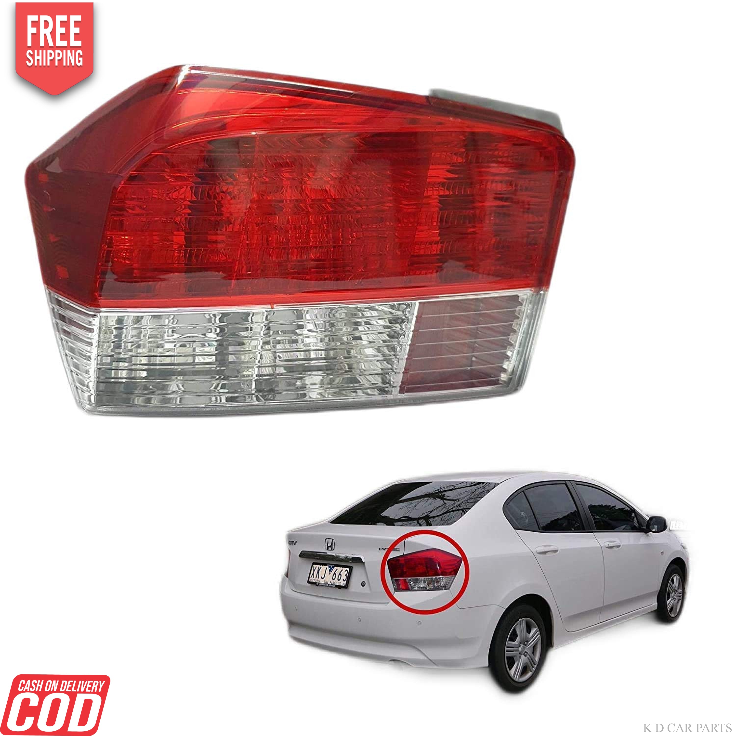 A red tail light assembly for a Honda City Type-5 IVTEC alongside an image of the vehicle it's designed for.