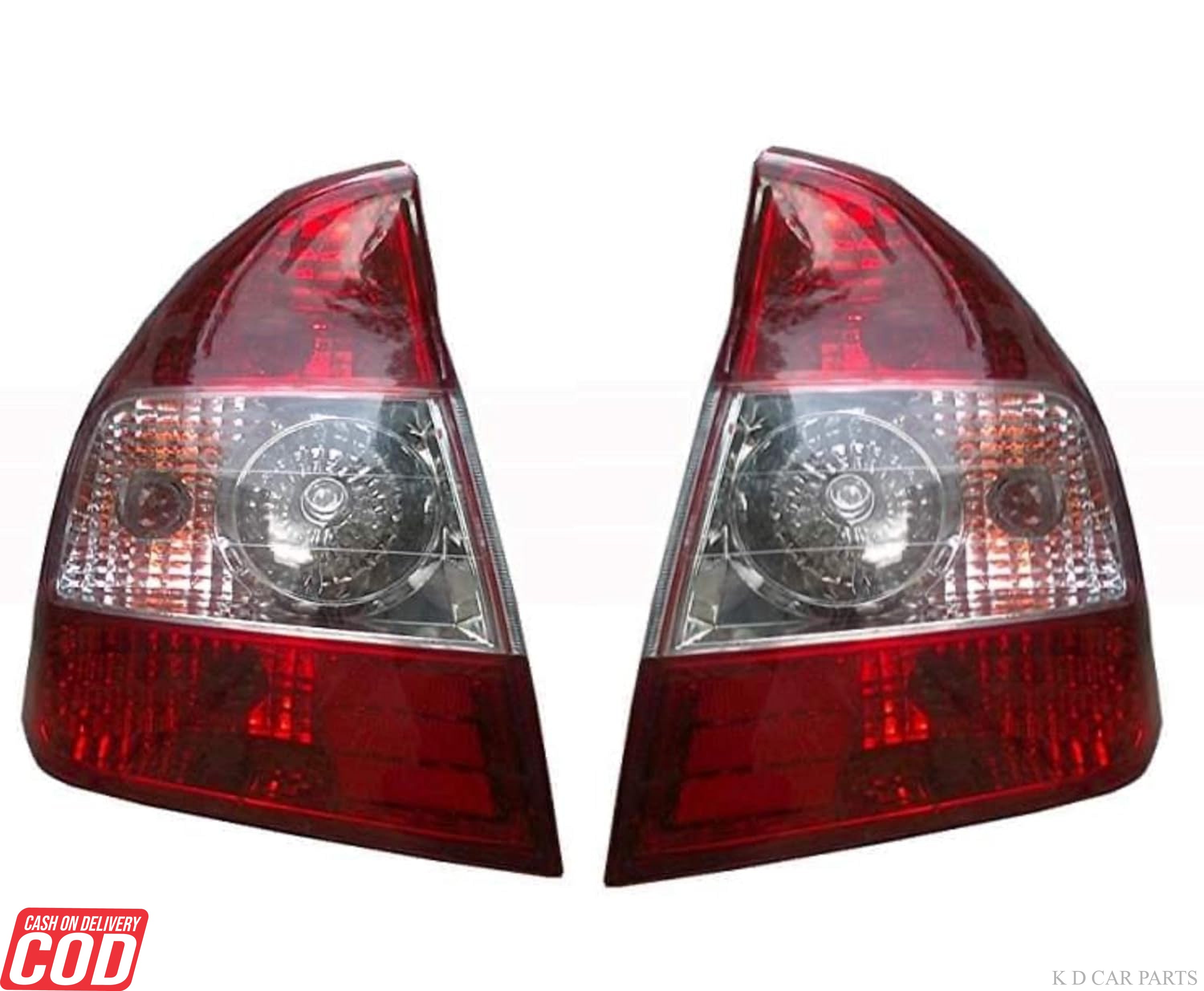 Red tail light assembly for Hyundai Accent 1999-2012, including brake lights and a clear lens.