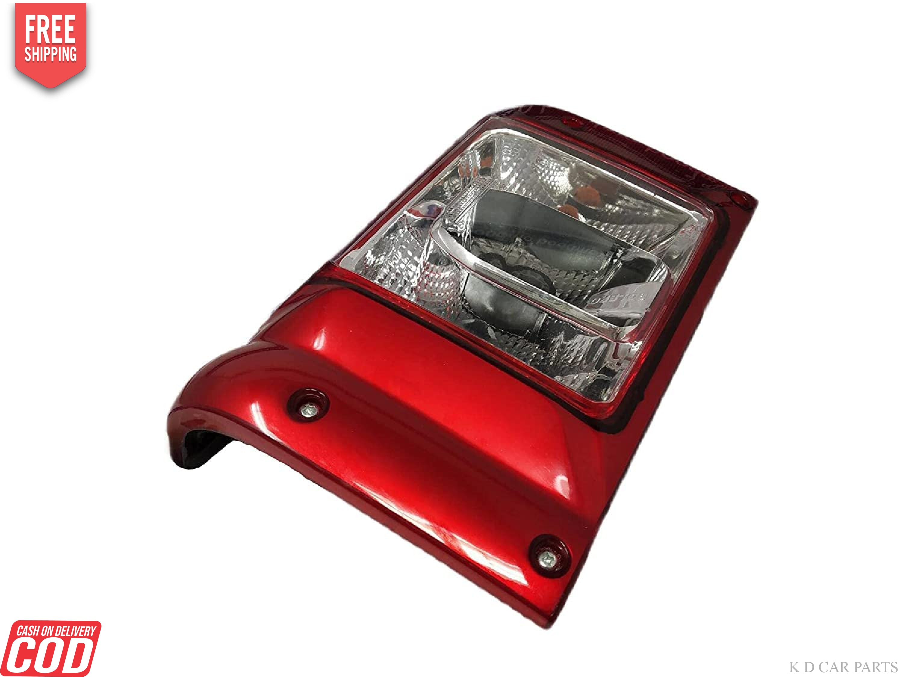 Red tail light assembly for Mahindra Bolero Type 4 featuring brake lights, with a clear lens and reflector design.