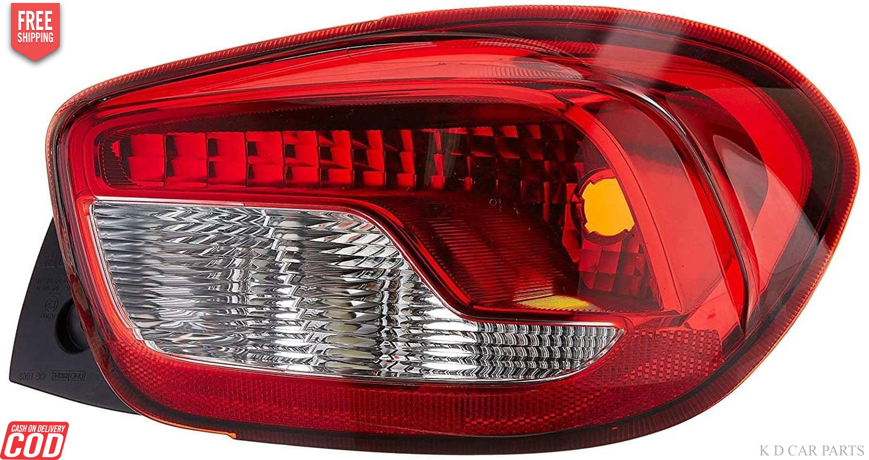 Red tail light assembly for Renault Kwid 2015-2019 with halogen bulb.