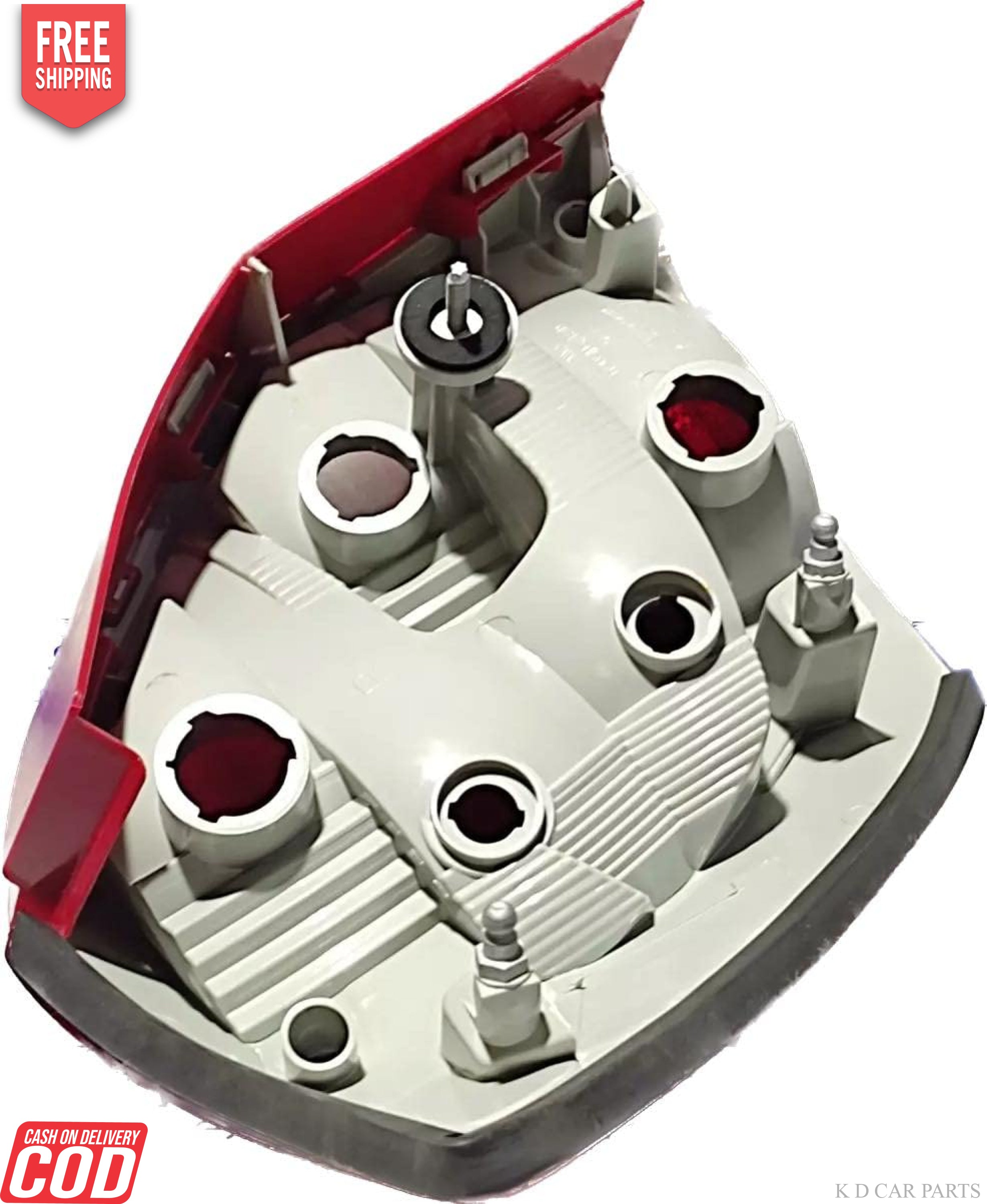 Red tail light assembly for Skoda Fabia 2008-2013, featuring clear glass and a chrome-colored lens.