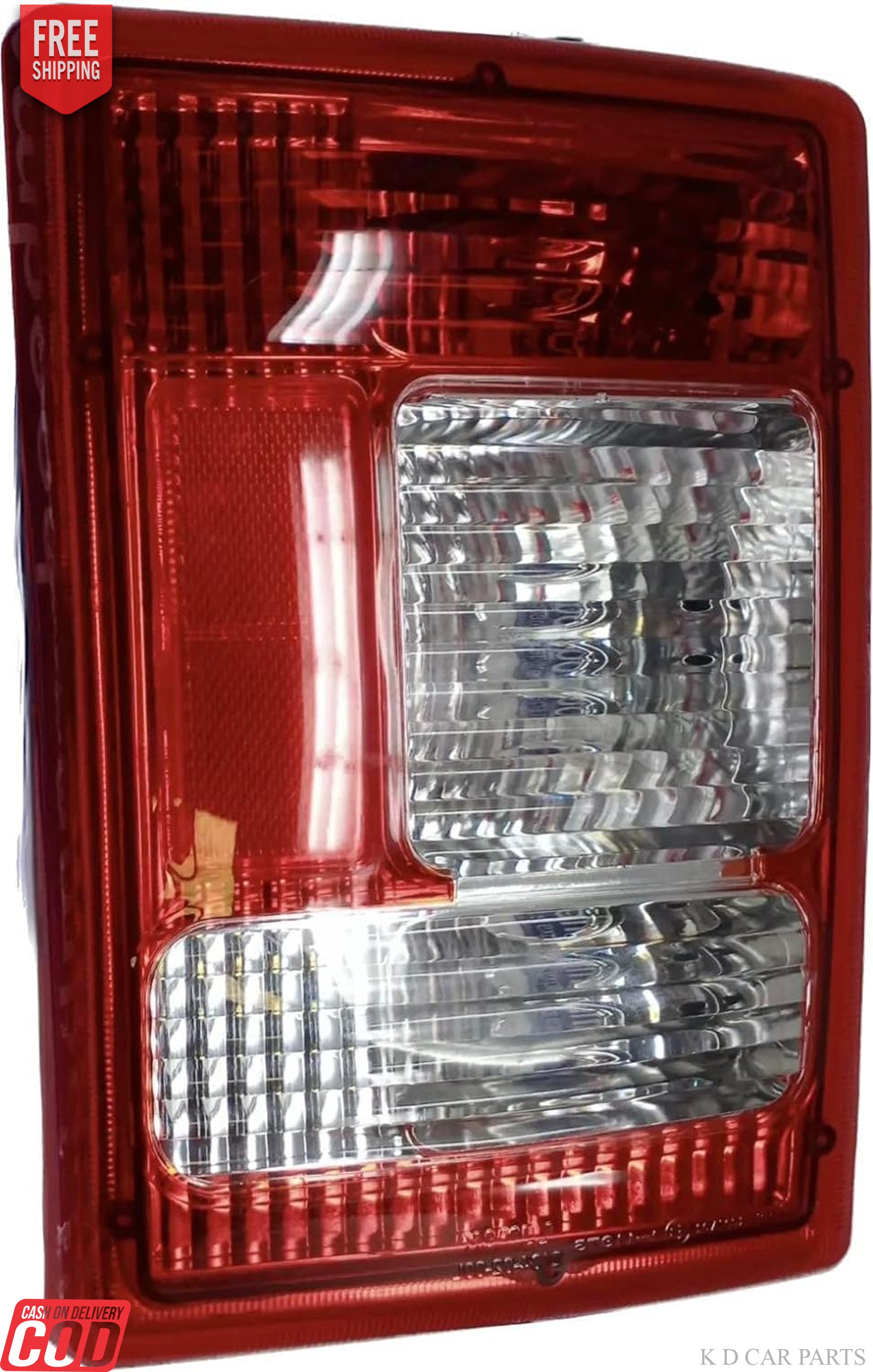 Red tail light assembly for Tata Winger 2007-2016 with clear lens and breakproof glass.