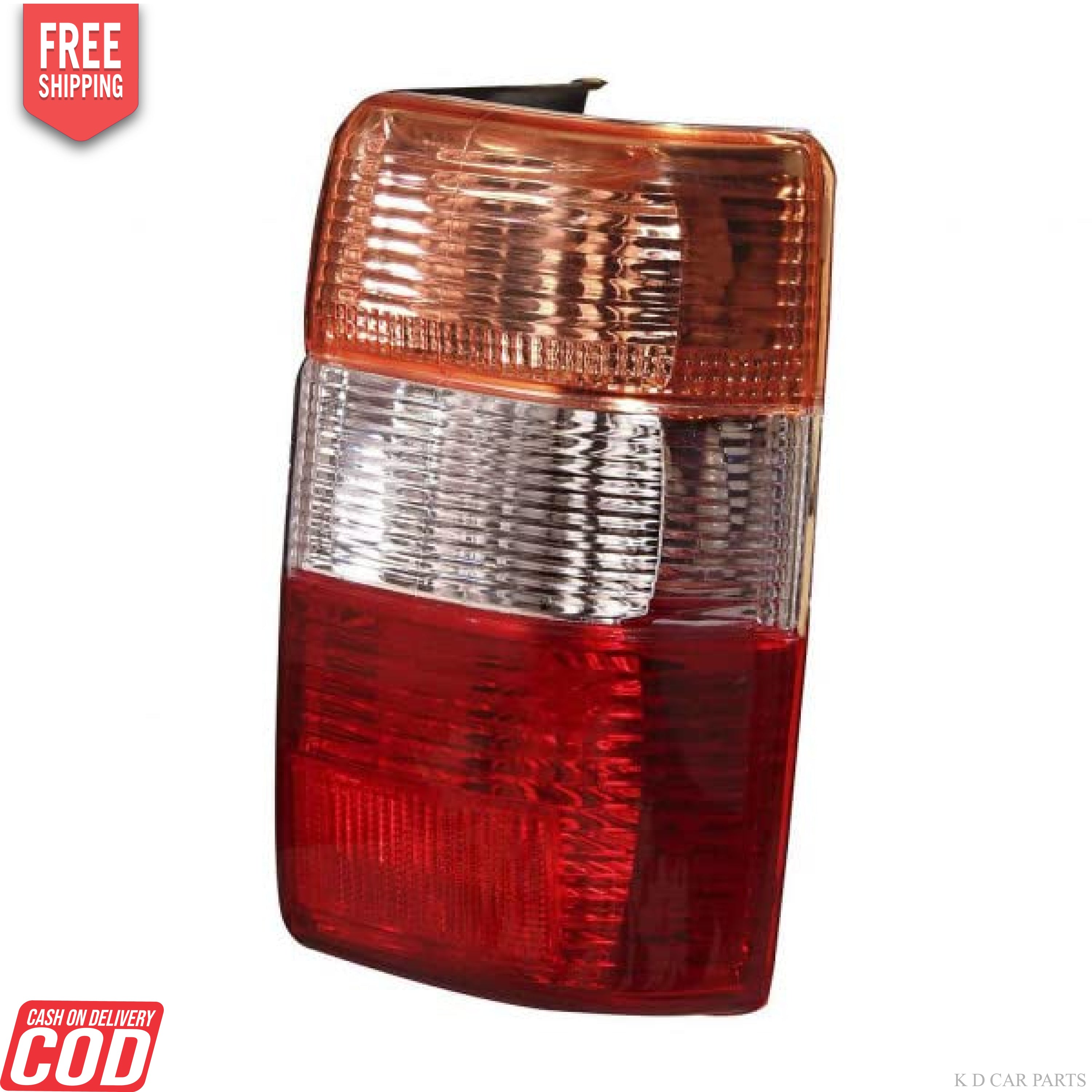 Red tail light assembly for Toyota Qualis, models 1999-2004, with a clear and red-tinted lens.