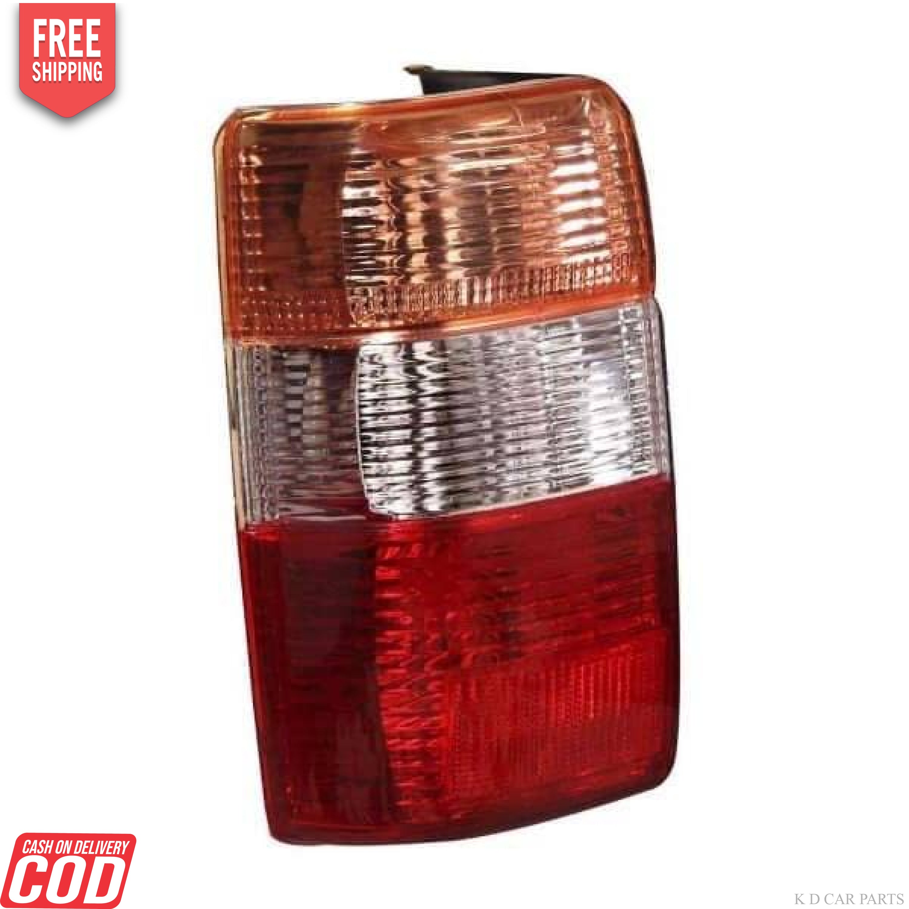 Red tail light assembly for Toyota Qualis, models 1999-2004, with a clear and red-tinted lens.