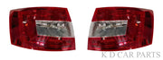 A pair of red K D brand tail lights designed for a Skoda Octavia non-LED vehicle.