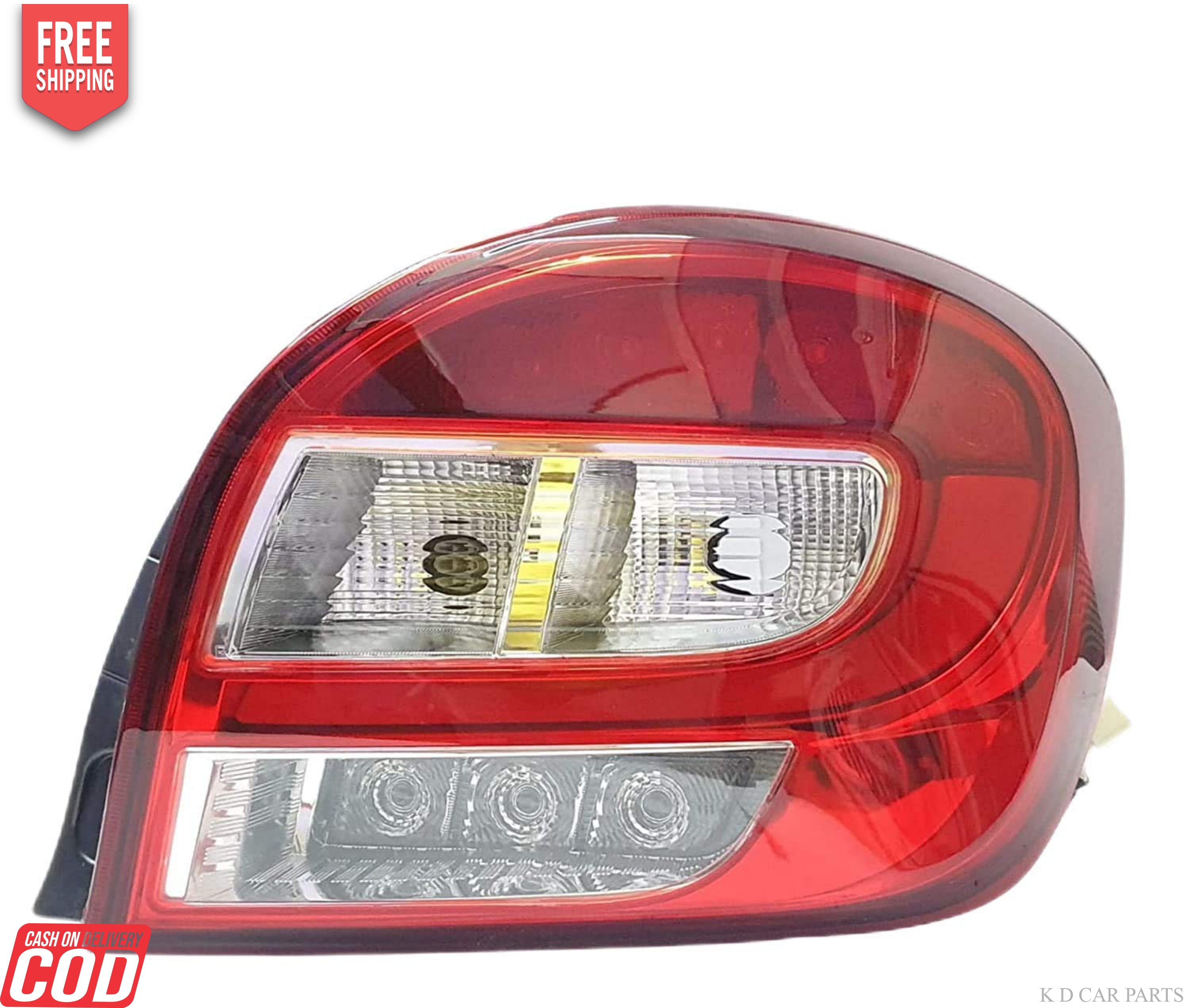 Red tail light for Maruti Suzuki Baleno 2015-2022 with a black frame and clear glass.