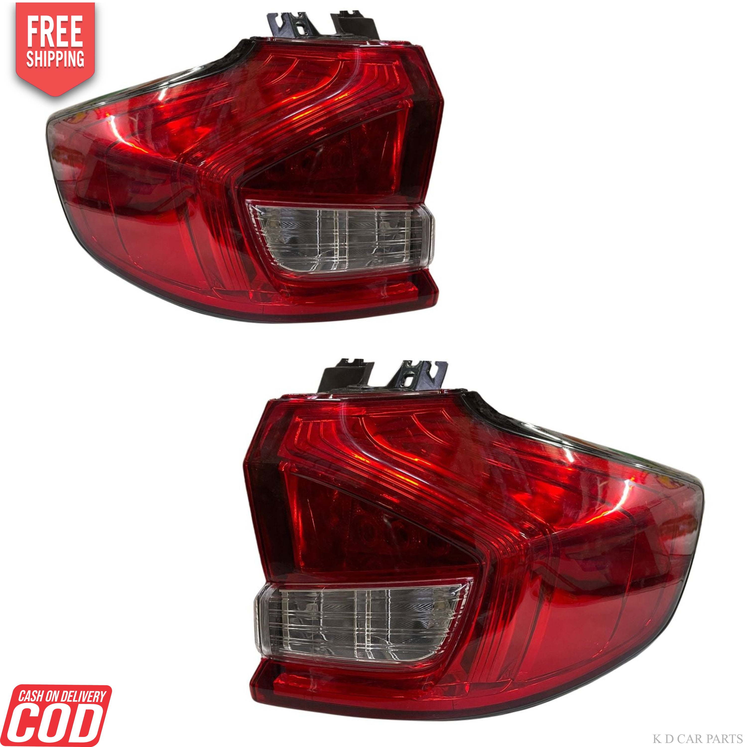 A pair of red and clear taillight assemblies for a Maruti Ertiga vehicle, featuring integrated brake light, tail light, and reverse light sections.