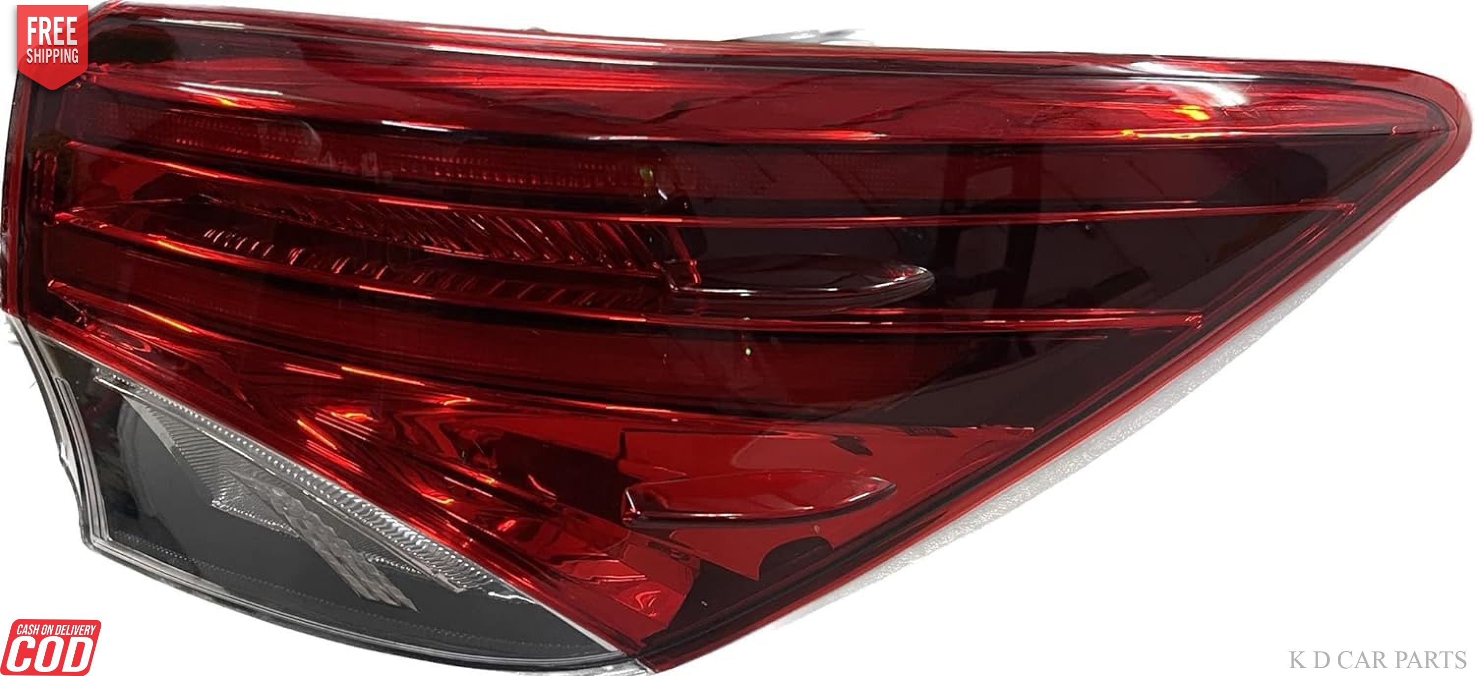 Black taillight for Toyota Fortuner designed to fit models from 2016 to 2020, featuring a red and white light cover.