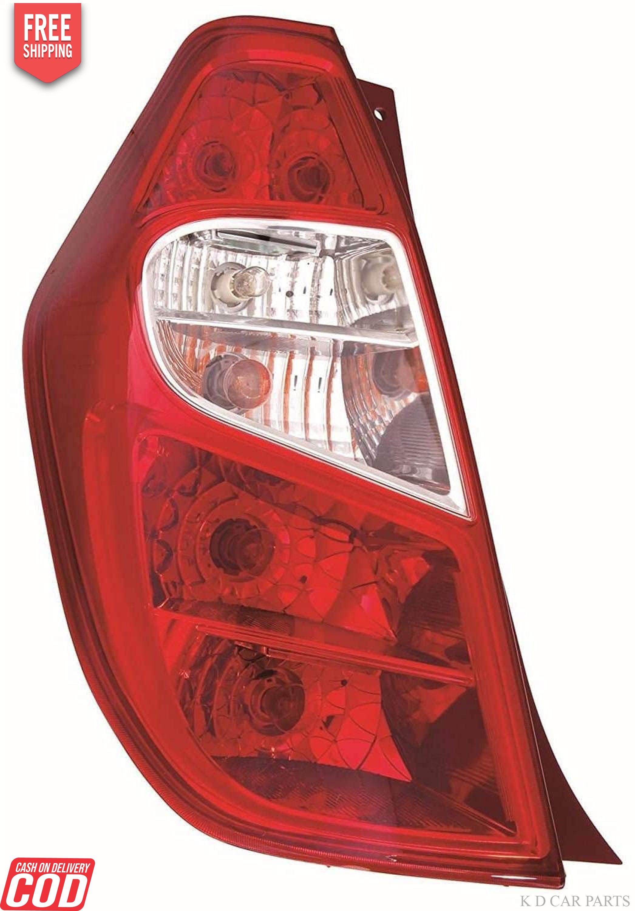 A red tail light for a Hyundai I10 Type 2 vehicle, showcasing the brake light and reverse light sections.