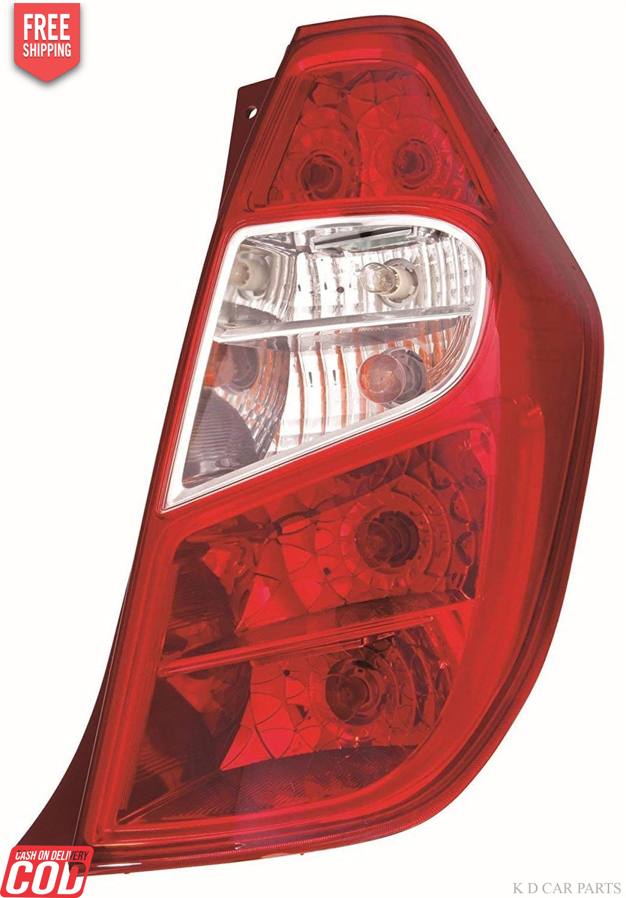 A red tail light for a Hyundai I10 Type 2 vehicle, showcasing the brake light and reverse light sections.