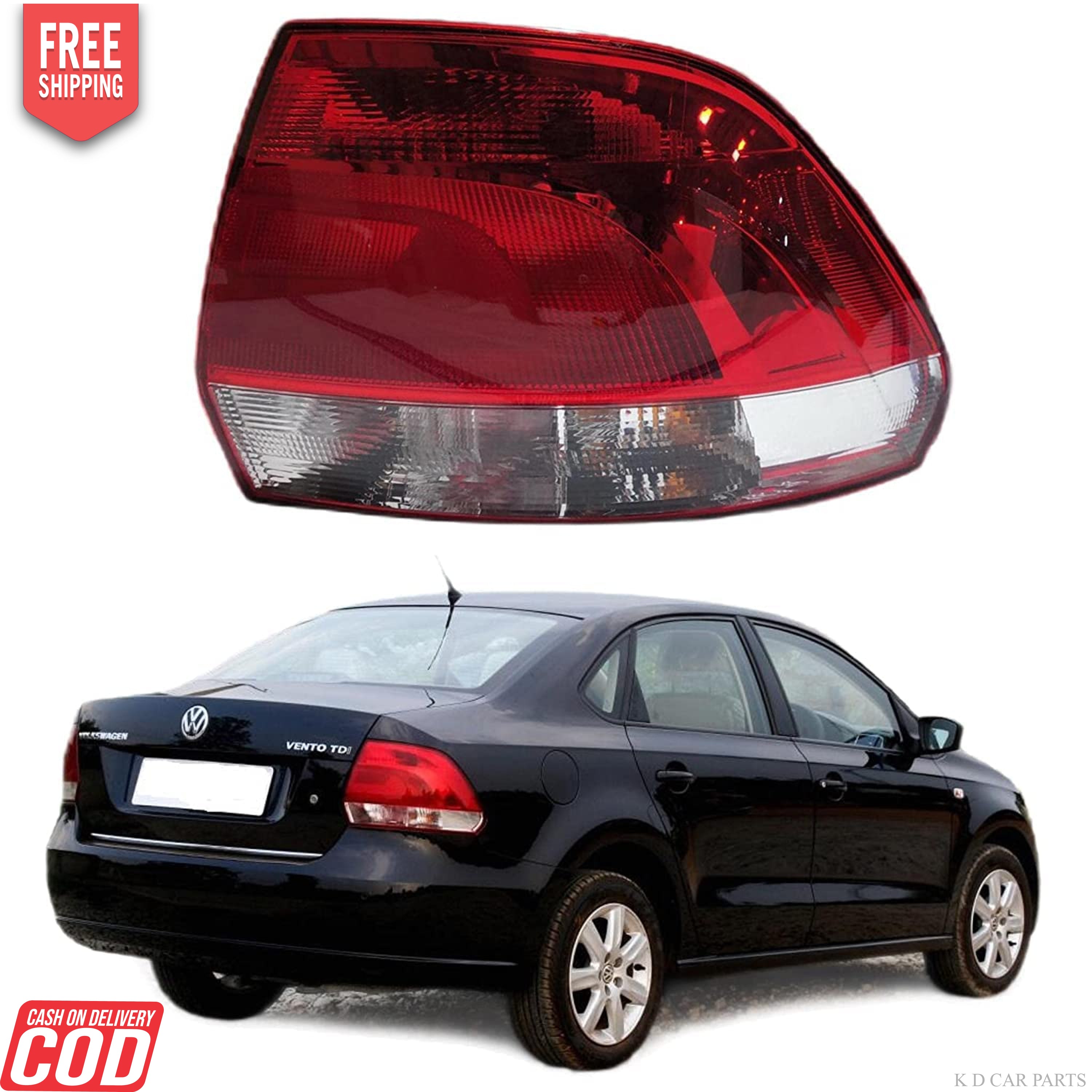 Red tail light for VW Vento car model, featuring the rear light assembly with a clear lens and a red-tinted cover.