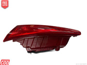 Red car tail light on a white background