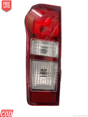 Red taillight lens for ISUZU vehicle, featuring clear glass and three-light design with visible wiring harness.