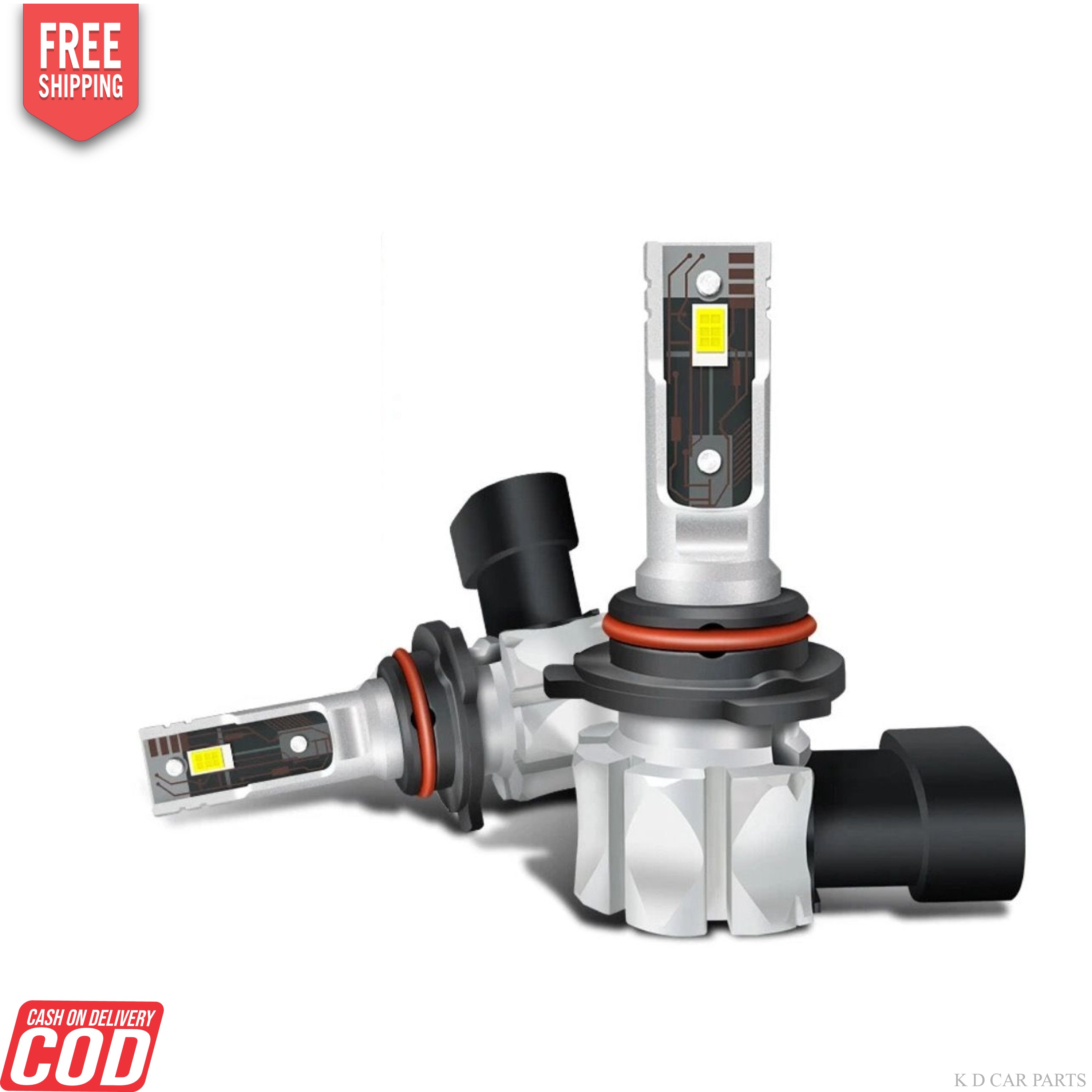 WHITE 9006 LED HEADLIGHT BULB (HIGH QUALITY) PAIR 200 WATT LED BULB