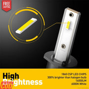 WHITE H1 LED HEADLIGHT BULB (HIGH QUALITY) PAIR LED BULB
