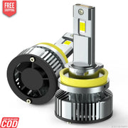 WHITE H11 LED HEADLIGHT BULB (HIGH QUALITY) PAIR LED BULB