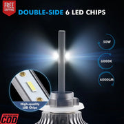 WHITE H27 LED HEADLIGHT BULB (HIGH QUALITY) PAIR LED BULB