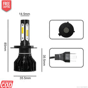 WHITE H4 LED HEADLIGHT BULB (HIGH QUALITY) PAIR LED BULB