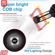 WHITE H4 LED HEADLIGHT BULB (HIGH QUALITY) PAIR LED BULB