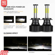 WHITE H7 LED HEADLIGHT BULB (HIGH QUALITY) PAIR LED BULB
